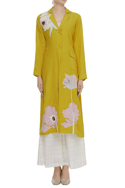 <b>Itara An Another</b><br>Yellow Embroidered Long Jacket - Anahita